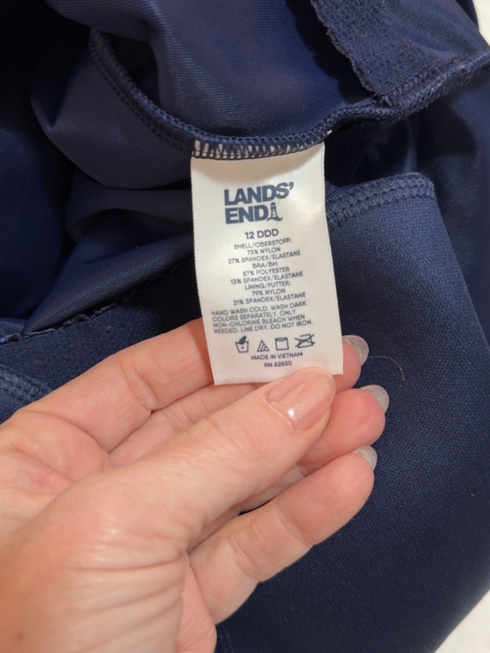 Lands’ End DDD Tummy Control One Piece Swimsuit Navy Size 12 NWT - Picture 3 of 3